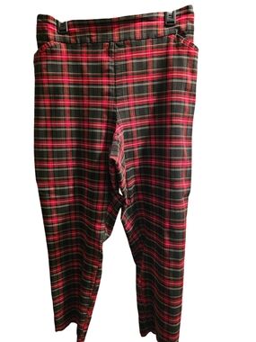 Terra & Sky Red and Black Plaid Pants, 2X